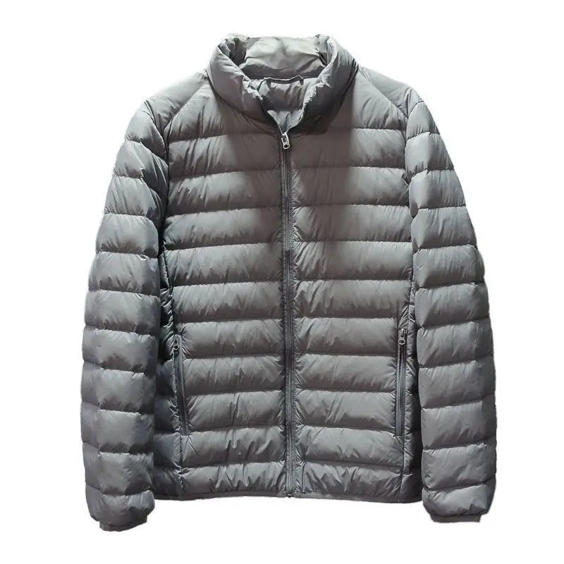Lightweight Men's Quilted Jacket Hooded Stand Collar All-Match Winter Coat Casual Versatile Cotton Blend Fashion for All Seasons