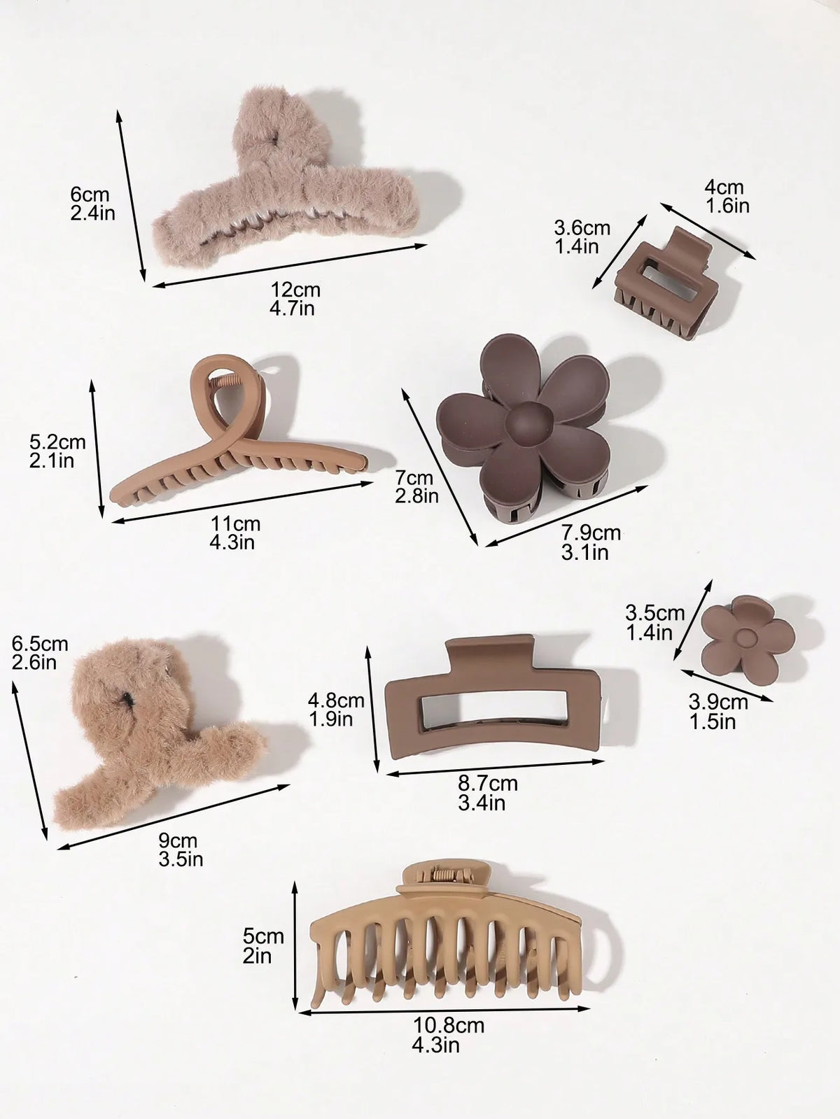 8Pcs Autumn Winter Pink Fashion Hair Accessories for Women 4.9Inch Large Hair Claw Clips,Matte Banana Clip,Strong Hold Jaw Clip