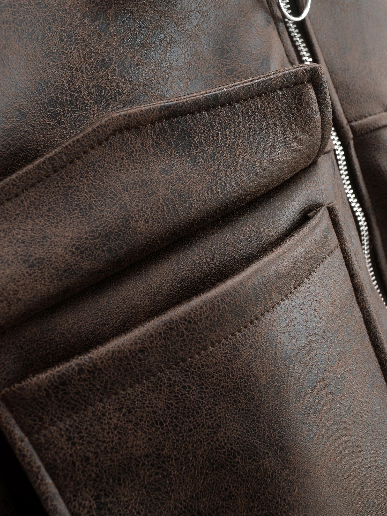 Women Retro Vintage Coffee Faux Leather PU Baseball Jackets Female Moto Biker Pockets Mate Suede Loose Fit Streetwear Coats Tops