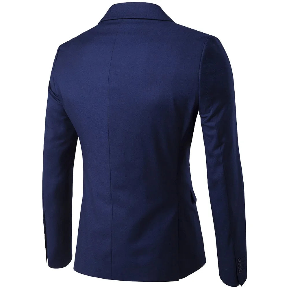 Men Suits Blazers 3 Pieces 2 Sets Elegant  Wedding Business Vest Pants Blue Coats 2022 Formal Jackets Korean
