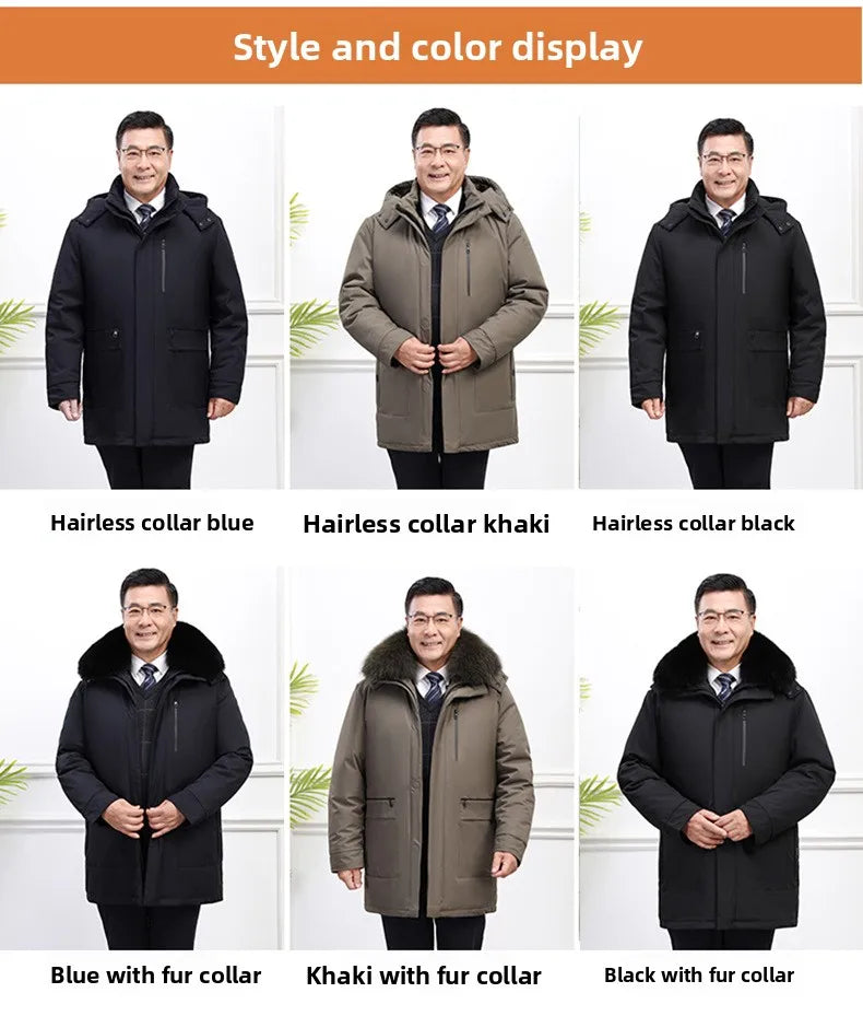 Canada Fashion Winter Jacket for Men Down Coat Parka Men's White Goose Down Jacket Long Padding Detachable Down Inner Liner H819
