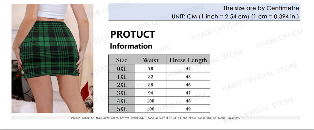 Plus Size 5XL Plaid Skirt Sexy Micro Skirt Offiece Lady Green Elegant Pencil Mini Skirts Streetwear Lady Short Skirt for Women