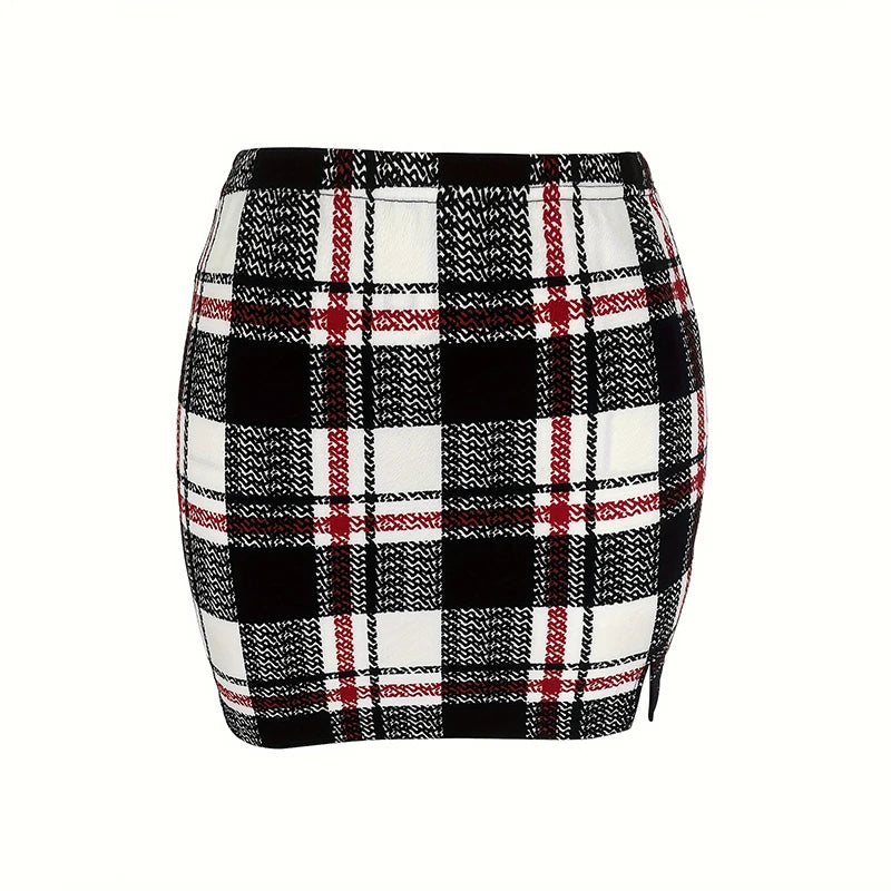Plus Size 5XL Plaid Skirt Sexy Micro Skirt Offiece Lady Green Elegant Pencil Mini Skirts Streetwear Lady Short Skirt for Women
