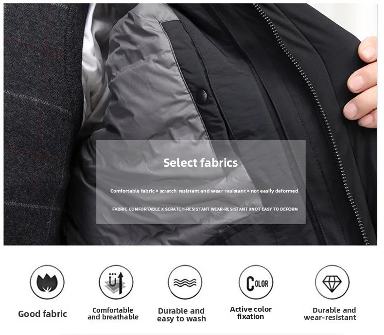 Canada Fashion Winter Jacket for Men Down Coat Parka Men's White Goose Down Jacket Long Padding Detachable Down Inner Liner H819