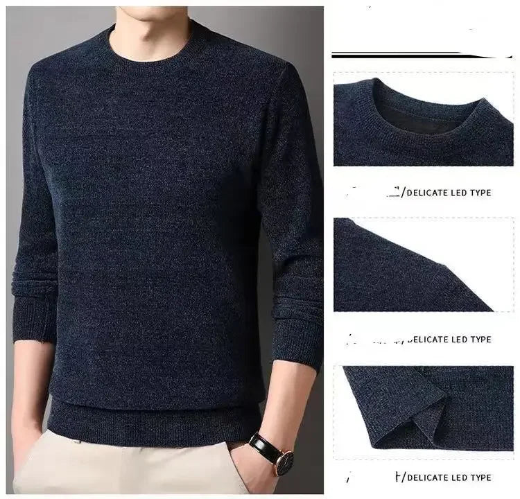 Men's Sweater Wool Warm Pullovers O-Neck Knit Winter Fit Tops Male Thick Knitwear Mens Jumpers Bottoming Shirt Plus Size 4XL 3XL