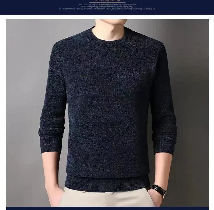 Men's Sweater Wool Warm Pullovers O-Neck Knit Winter Fit Tops Male Thick Knitwear Mens Jumpers Bottoming Shirt Plus Size 4XL 3XL