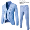 Men Suits Blazers 3 Pieces 2 Sets Elegant  Wedding Business Vest Pants Blue Coats 2022 Formal Jackets Korean