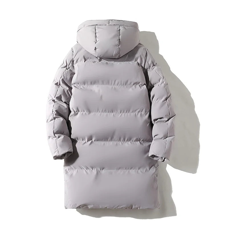 2026 Warm Hooded Mid-length Jacket Mens Casual Zip Up Cotton Padded Jacket Overcoat Autumn Winter Windbreaker Coats Men Clothing