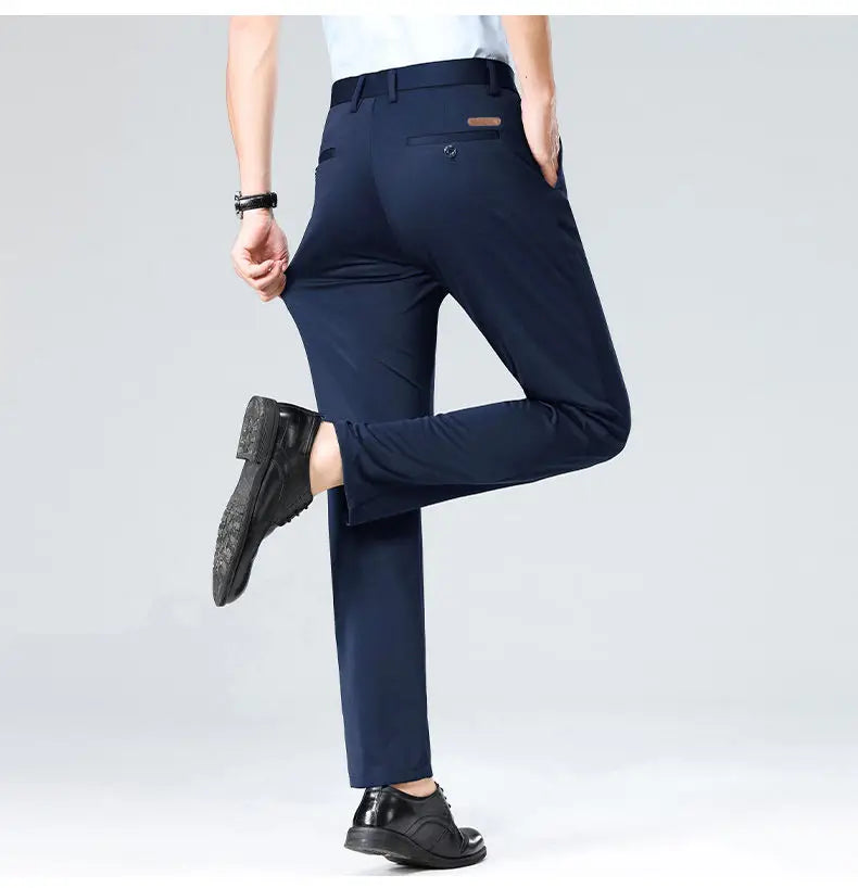 Men's Stretch Suit Pants Business Casual Dress Pants Wrinkle Resistant 4-Way Stretch Golf Casual Pants Spring Summer Blue Black