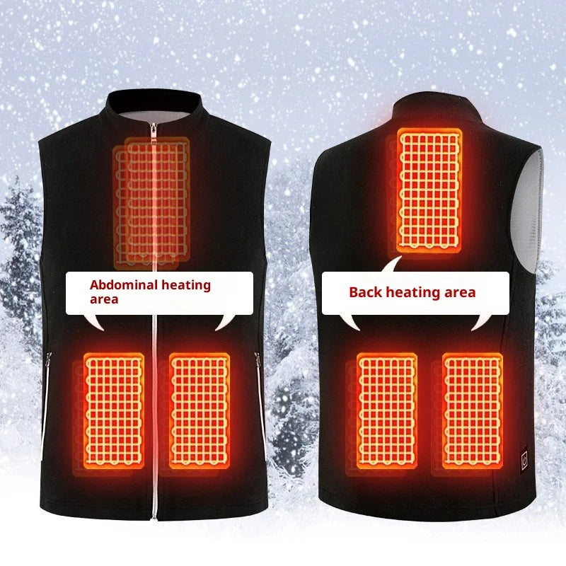 Heated Fleece Vest Smart Warming Jacket Winter Electric Thermal Coat Men Women USB Charging Lightweight Outdoor Sports