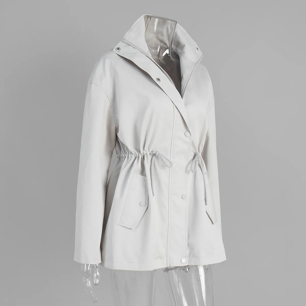 Tossy Stand Collar Lace-Up Trench Jacket Fashion Female Autumn 2025 Commute Long Sleeves Casual Women's High Waist Trench Coat