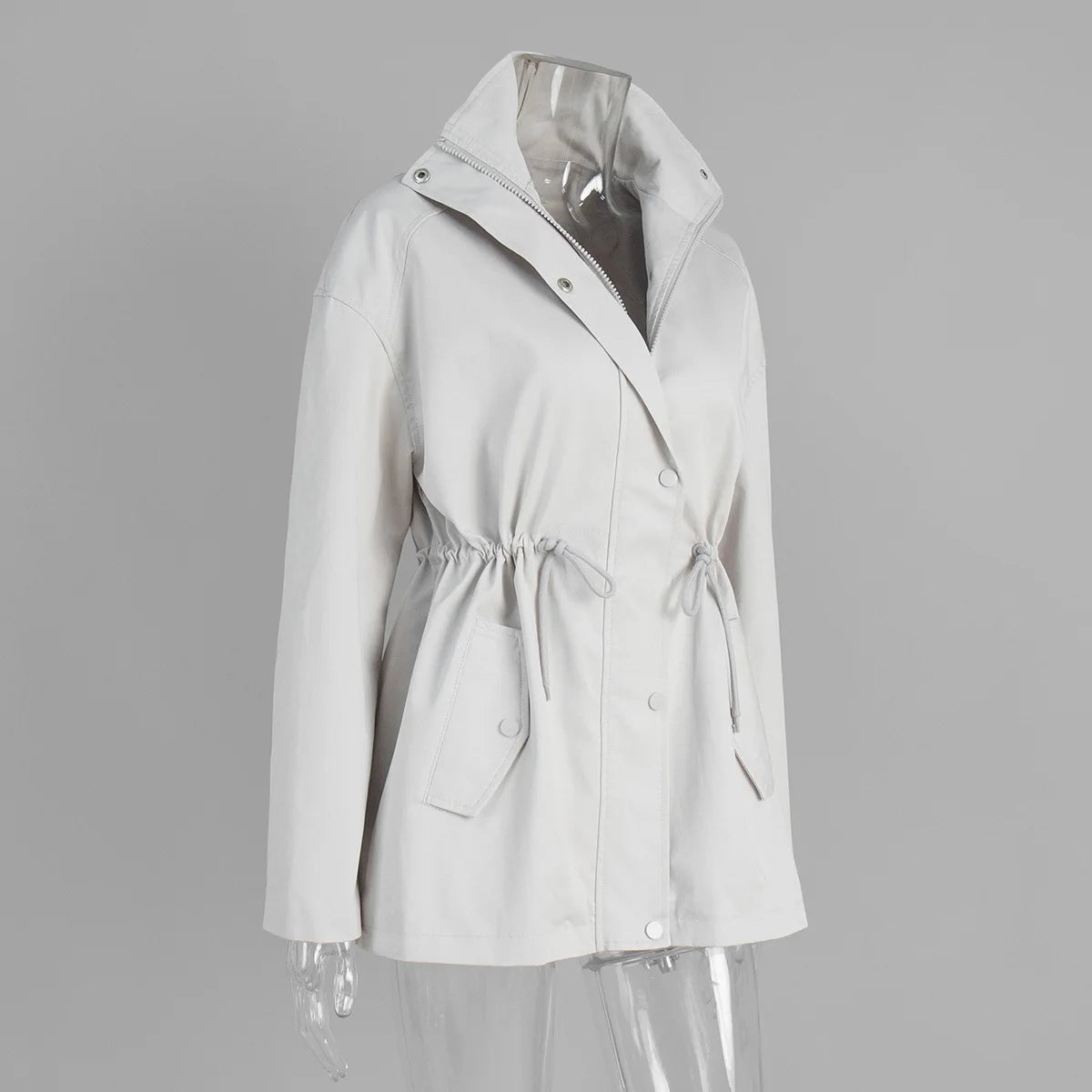 Tossy Stand Collar Lace-Up Trench Jacket Fashion Female Autumn 2025 Commute Long Sleeves Casual Women's High Waist Trench Coat