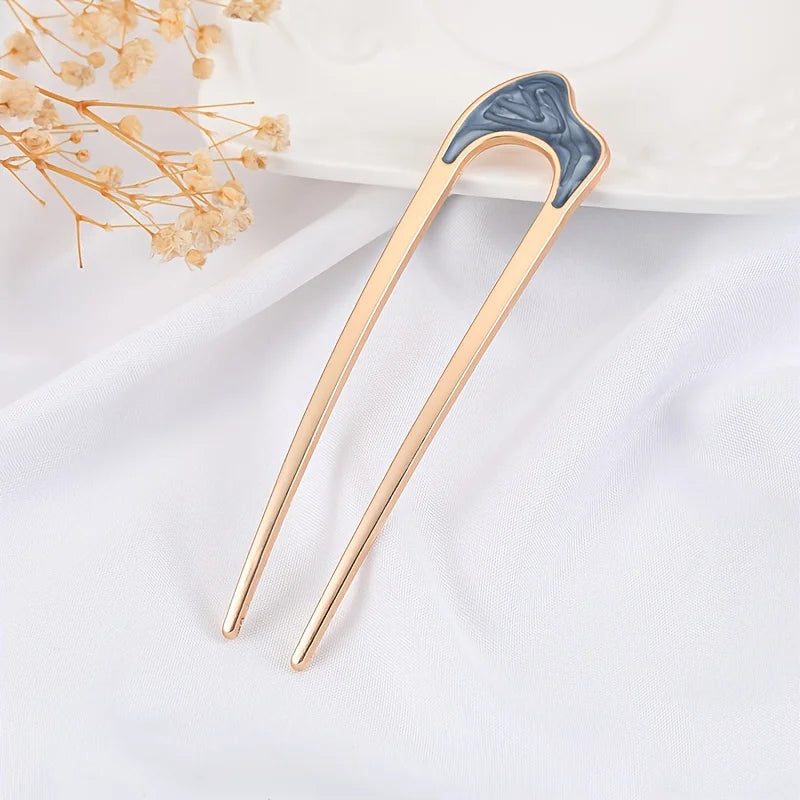 3pcs French Style U-shaped Hair Forks Vintage Hairpins Updo Bun Hair Accessories For Women Female
