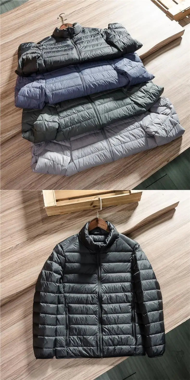 Lightweight Men's Quilted Jacket Hooded Stand Collar All-Match Winter Coat Casual Versatile Cotton Blend Fashion for All Seasons
