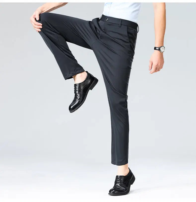 Men's Stretch Suit Pants Business Casual Dress Pants Wrinkle Resistant 4-Way Stretch Golf Casual Pants Spring Summer Blue Black