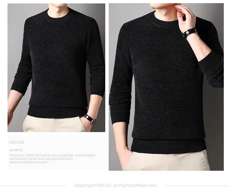 Men's Sweater Wool Warm Pullovers O-Neck Knit Winter Fit Tops Male Thick Knitwear Mens Jumpers Bottoming Shirt Plus Size 4XL 3XL